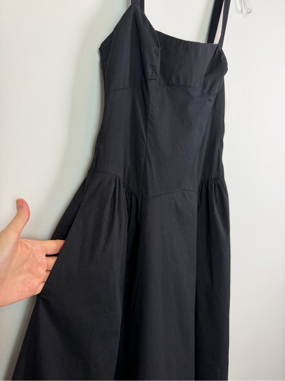 Free People Paolo Midi Dress in Black Cotton Poplin Size S - Picture 8 of 16